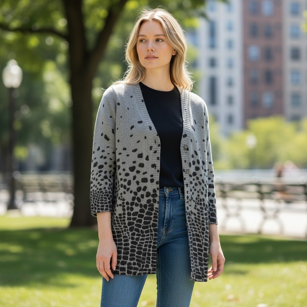 Marina Rinaldi Sport Cardigan Women US L Grey Wool Alpaca NWT $595